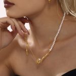 Cold Shaped Baroque Freshwater Cultured Pearl Necklace Elegant Stainless Steel Jewelry for Women