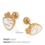 color: EH914WEG White Enamel Gold Stud Earrings