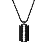 color: Fully Polished Blade Pendant Necklace Black