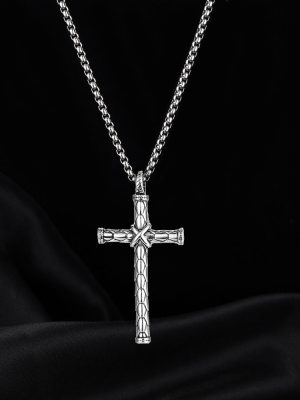 Ornament Pattern Cross Men's Necklace Stainless Steel Pendant Pendant