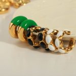 New Exaggerated and Personalized All-Match Stainless Steel Gold-Plated Geometric U-Shaped Strip Enamel Drop Oil Earrings Jewelry