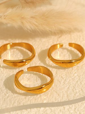 Simple Geometric C- Shaped Open Personalized Ring Elegant High-Grade Cold