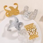 Open Wide Bracelet Hollow High-Grade Stainless Steel Plated 18K Gold Starfish Female