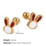 color: EH920WEG White Enamel Gold Stud Earrings
