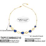 color: TXP553-Sapphire Blue Glass Stone Necklace 41.5+5cm