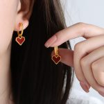 color: F1000-Gold Red Acrylic Earrings